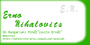 erno mihalovits business card